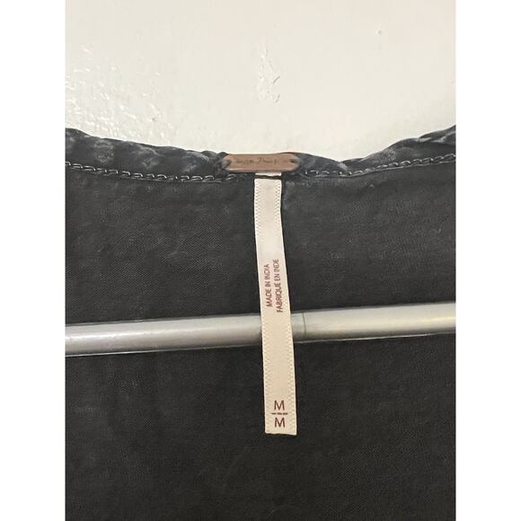 Free People Brooke Tunic Top/Dress Charcoal Wash Button Front Bohemian Sz M - Picture 4 of 7